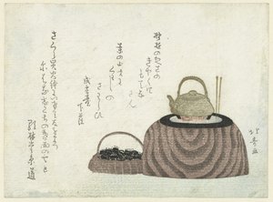 Theeketel op het fornuis door Shotei Hokuju