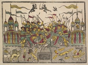 Slagveld, 1800s door Shri Gobinda Chandra Roy