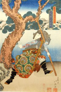 Drie Helden van de Water Margin Vangen de Bandietenkoningin Ichijosei door Shunbaisai Hokuei
