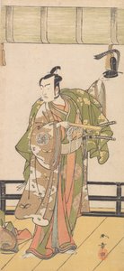 Arashi Sangoro als een samoerai staand op de veranda van een groot huis, 1774 of 1775