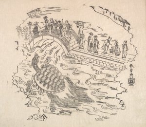 Shinabazu Benten Kaicho: Ceremonie van Aanbidding van Benten in de Shinabazu Tempel, 18e eeuw door Shunsho