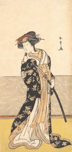 De acteur Nakamura Riko, als een courtisane met een zwaard, ca. 1780