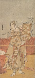 De Acteur Sawamura Sojuro III die een Stuk Brokaat Ophoudt, eind 18e eeuw