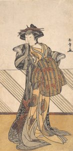 De vierde Iwai Hanshiro als een courtisane gekleed in een roze kimono, ca. 1778