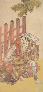 De vierde Matsumoto Koshiro als een outlaw die naar een houten Ninsogaki kijkt, ca. 1779-83 door Shunsho