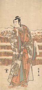 De tweede Ichikawa Monnosuke als een man van hoge rang in de sneeuw door Shunsho