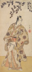 De derde Ichikawa Yaozo als een daimyo onder een esdoornboom, ca. 1783 door Shunsho