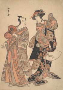 De Derde Segawa Kikunojo als Ochiyo en Bando Mitsugoro als Hanbei, 5e maand, 1781 door Shunsho