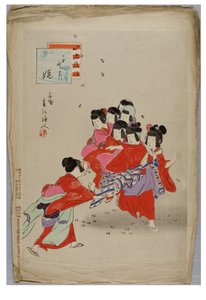 Meisjesdans uit de serie De gebruiken en manieren van kinderen door Shuntei Miyagawa