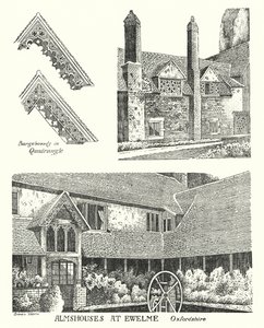 Armenhuizen in Ewelme, Oxfordshire (gravure) door Sidney Heath