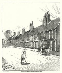Armenhuizen in Stratford-on-Avon (gravure)