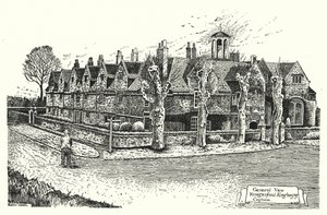Algemeen Uitzicht, Hungerford Almshouses, Corsham (gravure) door Sidney Heath