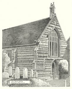 Het Bedehuis, Higham Ferrers (gravure) door Sidney Heath
