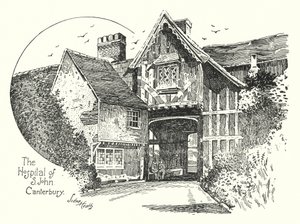 Het ziekenhuis van Sint Jan, Canterbury (gravure) door Sidney Heath