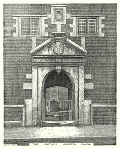 Het Whitgift Hospital, Croydon (gravure)