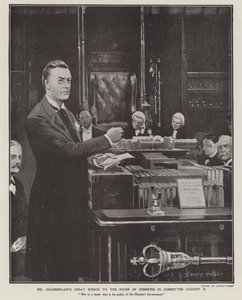 Toespraak van Joseph Chamberlain over de Boerenoorlog in het Lagerhuis op 2 augustus 1901 door Sidney Paget