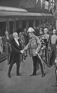 Koning Edward verwelkomt president Loubet, 6 juli 1903 door Sidney Paget