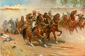 Luitenant Roberts Redt Zijn Batterij Onder de Muren van Delhi, 1901