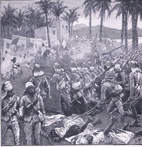 Bestorming van Firket, illustratie uit Cassells Geschiedenis van Engeland, 1900s door Sidney Paget