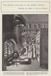 De feestelijkheden van het seizoen in de keuken van de koningin door Sidney Paget