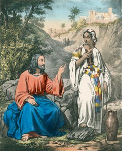 Christus en de vrouw van Samaria bij de bron van Jacob