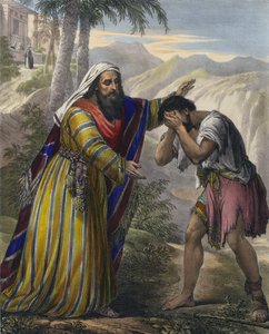 De verloren zoon (gekleurde gravure) door Siegfried Detler Bendixen