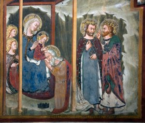 Aanbidding der wijzen door Sienese School