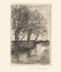 Bomen langs een sloot door Sientje Mesdag van Houten