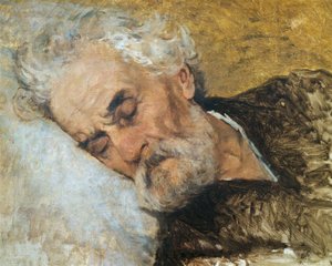 Giuseppe Mazzini stervend door Silvestro Lega