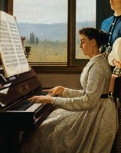 Het lied van de spreeuw (detail) door Silvestro Lega