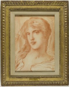Kop, ca. 1880 (rood krijt op buff papier) door Simeon Solomon