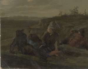 Boeren rustend in een weide door Simon Andreas Krausz