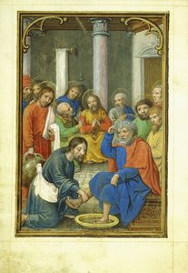 Christus wast de voeten van Petrus door Simon Bening