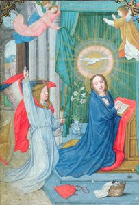 De Aankondiging, miniatuur uit het Norfolk Getijdenboek door Simon Bening