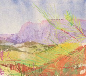 Een Berlou, Frankrijk, 2004 (aquarel) door Simon Fletcher