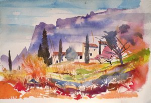 Le Caroux, Frankrijk (aquarel)