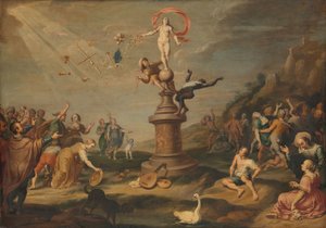 De godin Fortuna die haar geschenken uitdeelt door Simon Flocquet (attributed to)