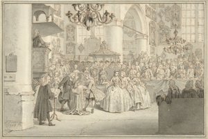 Doop van prins Willem V, 1748 door Simon Fokke