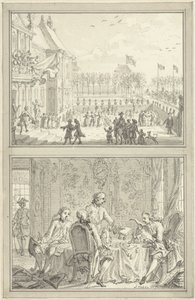 Paleis Honselaarsdijk wisselt van eigenaar / Verkoop van de Pruisische heerlijkheden aan Anna van Hannover, 1754 door Simon Fokke