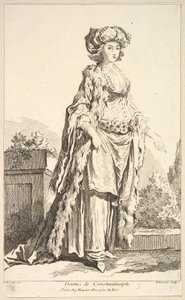 Dame van Constantinopel, uit Recueil de diverses fig.res étrangères Inventées par ..., 18e eeuw door Simon Francois Ravenet