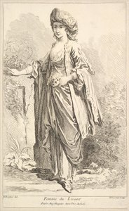 Vrouw uit het Oosten, uit Recueil de diverses figures étrangères Inventées par F. Bouc..., 18e eeuw