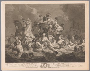 Allegorie op de Britse marine en de overwinning op de Franse vloot door Simon François Ravenet (le vieux)