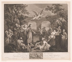 Christus geneest de zieke van Bethesda door Simon François Ravenet (le vieux)