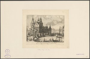 Gezicht op de Eerste Regulierspoort in Amsterdam door Simon Frisius