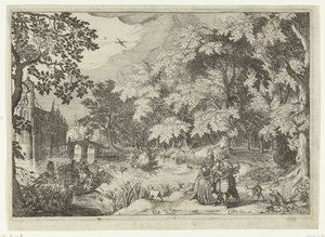 Gezicht op een bos met Kasteel Loenersloot