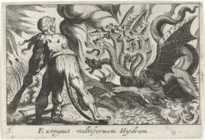 Hercules in gevecht met de hydra van Lerna