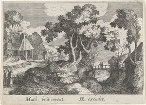 Landschap met een boom door Simon Frisius