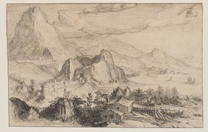 Bergachtig landschap door Simon Frisius