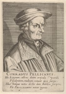Portret van Conrad Pellican door Simon Frisius