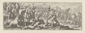 Soldaten beroven lijken op het slagveld (Cavalerie)